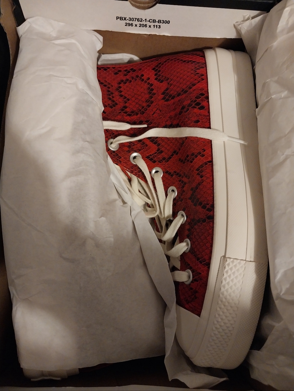 Red Snake-Print Platform Converse